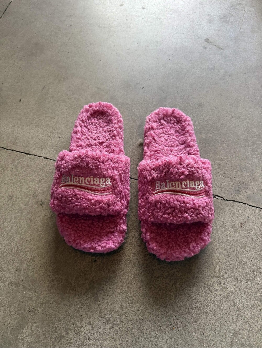 Balenciaga Fur Slides Pink Size 10 Men's
